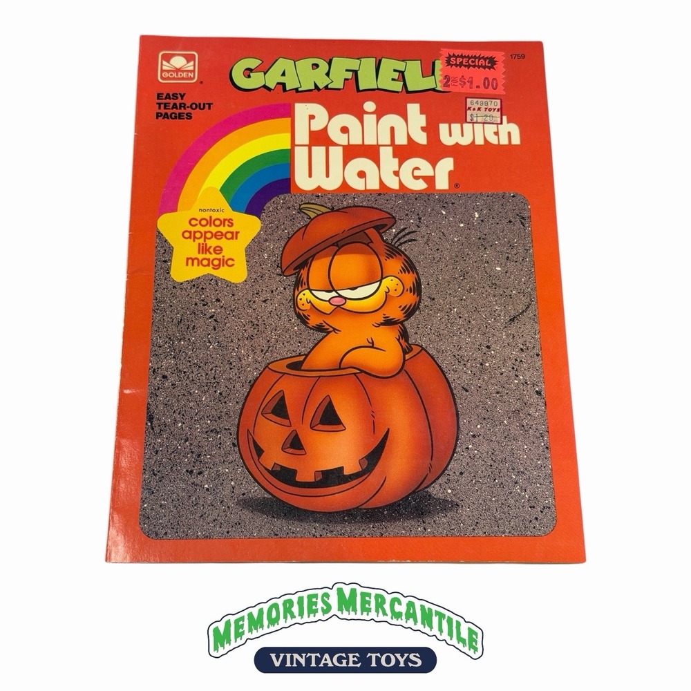 Vintage 1988 Golden Books - Garfield - Paint with Water Book - New/Unused